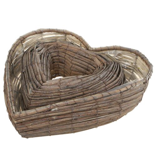 Article Plant Heart Plant Bowl Heart Gris Naturel 30/40cm Lot de 2