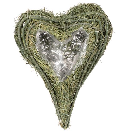 Plaque cœur en matières naturelles avec film protecteur 22 cm, lot de 2 | Floristik24.fr