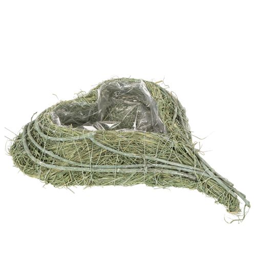 Coupe cœur en herbe naturelle avec film plastique, 38 cm, vert