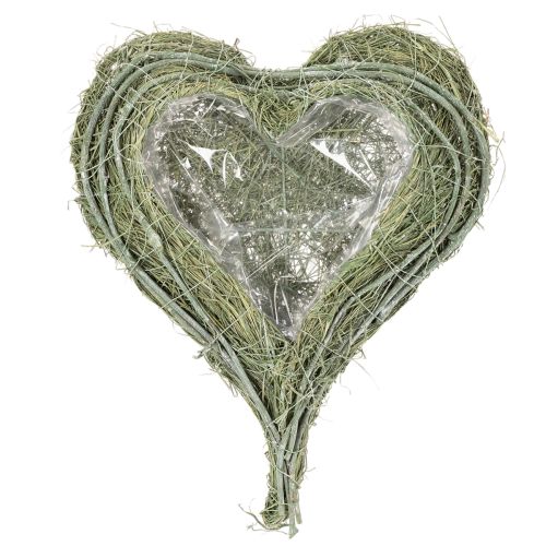 Coupe cœur en herbe naturelle avec film plastique, 38 cm, vert | Floristik24.fr