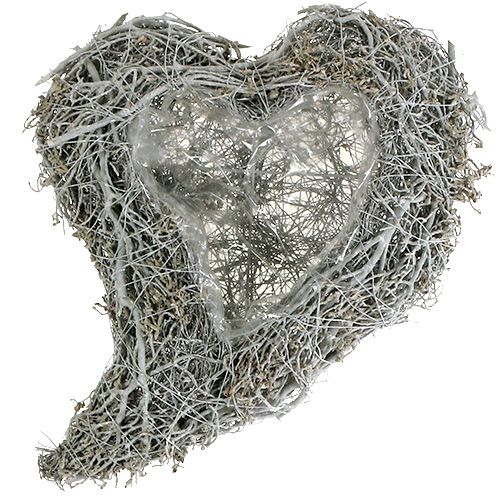 Floristik24 Coeur de plantation coeur de vigne blanc à planter 38×32×7.5cm