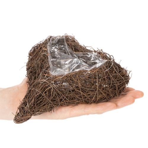 Pots en forme de cœur en branches avec film plastique 20 cm, lot de 2 | Floristik24.fr