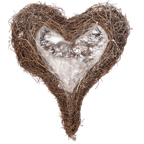 Pots en forme de cœur en branches avec film plastique 20 cm, lot de 2 | Floristik24.fr