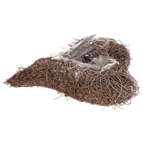Pots en forme de cœur en branches avec film plastique 20 cm, lot de 2 | Floristik24.fr
