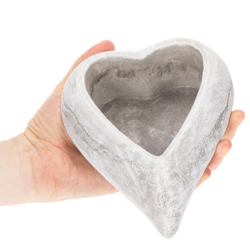 Bol décoratif en forme de cœur, gris ; petit pot de fleurs en forme de cœur, 19 cm | Floristik24.fr