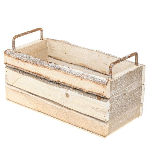 Article Jardinière Bois Écorce Manche Naturel L29cm/23cm Lot 2pcs