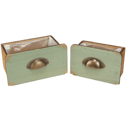 Article Boîte à plantes décoration tiroirs en bois 22/18cm lot de 2 pièces
