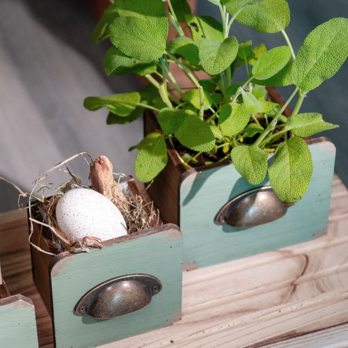 Article Boîte à plantes décoration tiroirs en bois 22/18cm lot de 2 pièces