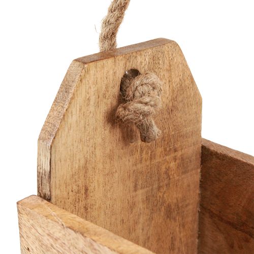 Article Jardinière en bois avec poignée, carrée, jute naturelle 27x12x17cm