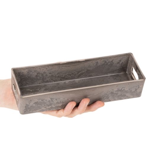 Plateau rectangulaire compact 23 cm en plastique anthracite | Floristik24.fr