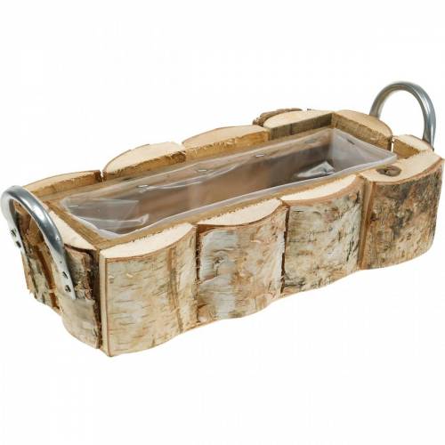 Floristik24 Bac à plantes, jardinière en bouleau, décoration en bois, bac à fleurs avec anses 32cm