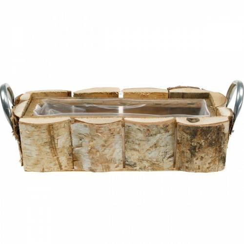 Floristik24 Bac à plantes, jardinière en bouleau, décoration en bois, bac à fleurs avec anses 32cm