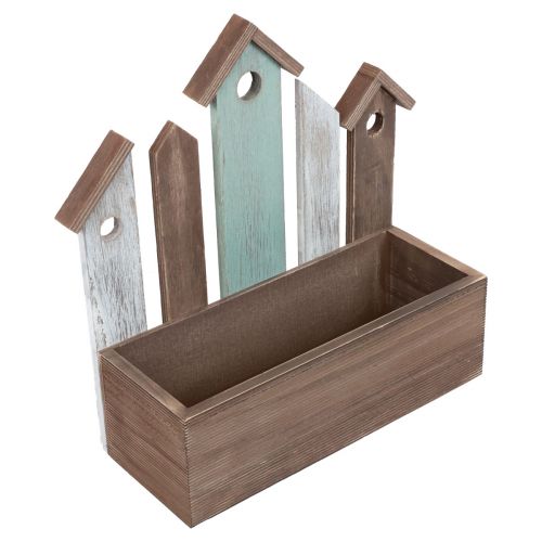 Bac à plantes jardinière en bois rangée de maisons 30,5×30cm