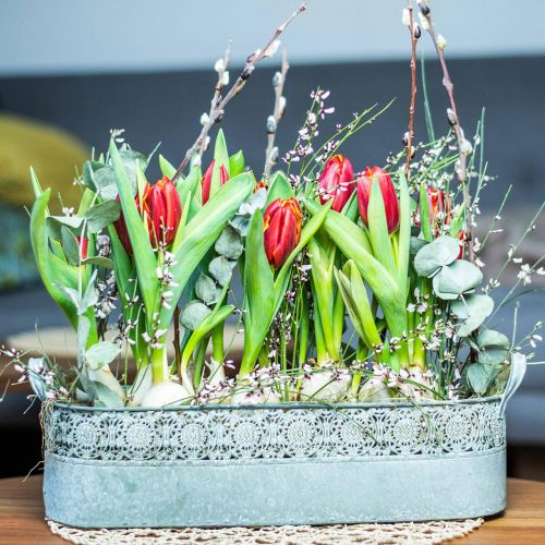 Floristik24 Jardinière en métal avec poignées Jardinière vintage Boîte à fleurs, lot de 2