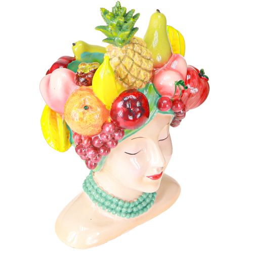 Article Vase exotique Buste de femme avec fruits tropicaux H22cm