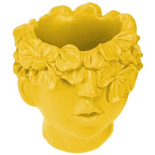 Floristik24 Buste de plante en polyrésine, pot jaune, 13,5 x 13 x 14 cm