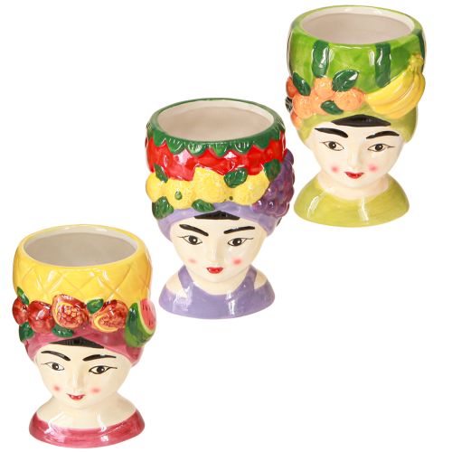 Article Tête de plante fille avec fruit décorative en céramique 13,5 cm 3 pièces