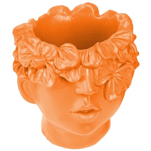 Article Pot de fleurs en forme de buste en forme de tête de plante Orange 13,5 × 13 × 14 cm