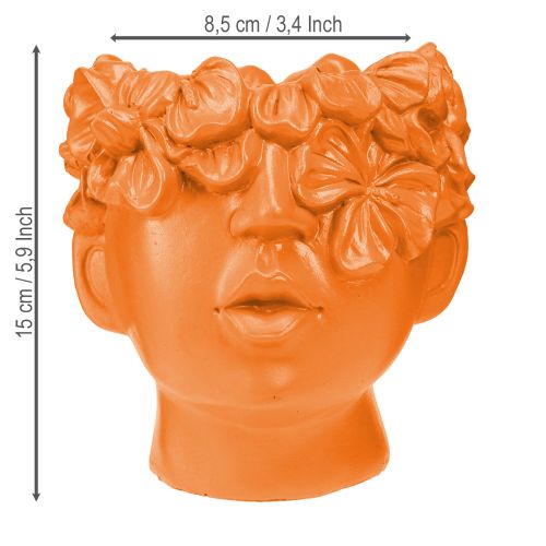 Article Pot de fleurs en forme de buste en forme de tête de plante Orange 13,5 × 13 × 14 cm