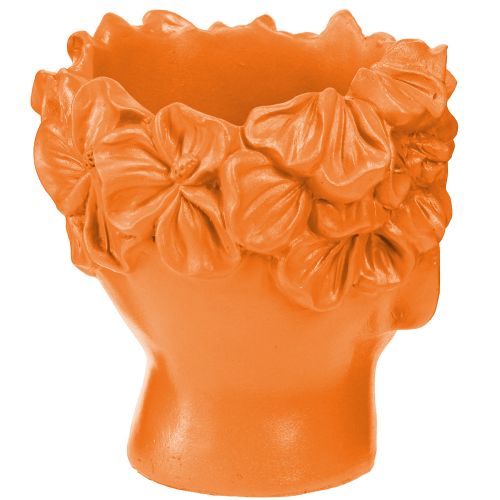 Article Pot de fleurs en forme de buste en forme de tête de plante Orange 13,5 × 13 × 14 cm
