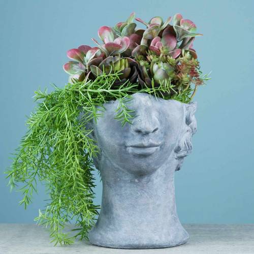 Floristik24 Buste tête de plantation en béton pour plantation gris H23,5cm