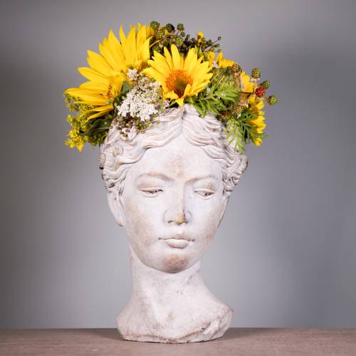 Floristik24 Buste tête de plante en pierre moulée H35,5cm