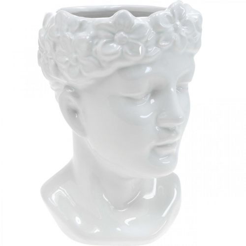 Floristik24 Tête de plante buste femme vase en céramique blanche pot de fleur H22.5cm