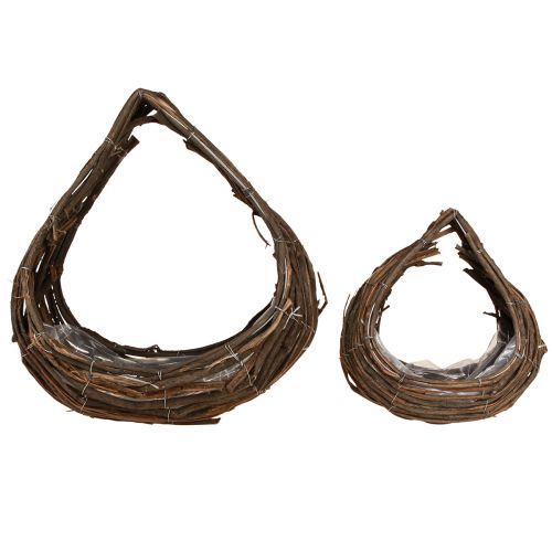 Article Panier à plantes Gouttes de bois Naturel 38x18cm / 23x13cm Lot de 2
