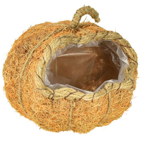 Panier à plantes citrouille avec décoration d&#39;automne en aluminium orange Ø18cm H15cm