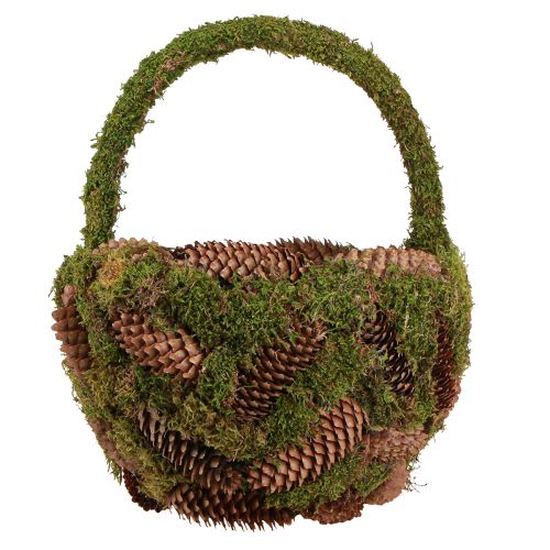 Article Panier à plantes panier à cônes d'épicéa mousse avec anse Ø32cm H42cm