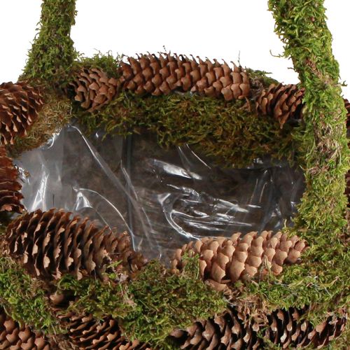 Article Panier à plantes panier à cônes d'épicéa mousse avec anse Ø32cm H42cm
