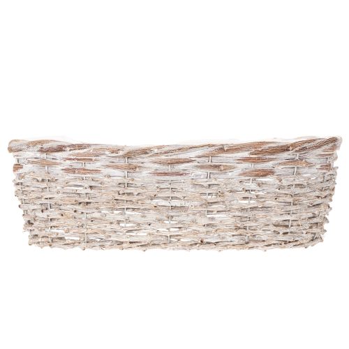 Corbeille ovale en osier blanc avec doublure plastique - 37 cm | Floristik24.fr