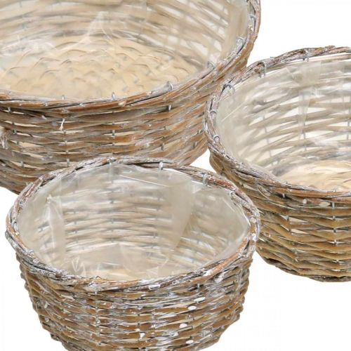 Article Panier à plantes panier en osier blanc lavé Ø21,5/26/Ø31cm lot de 3