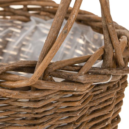 Article Panier à plantes avec anse ovale en osier marron 28/24 cm lot de 2
