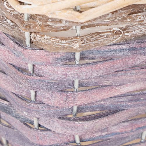 Set de 4 cache-pots carrés en bois avec doublure plastique 14cm | Floristik24.fr