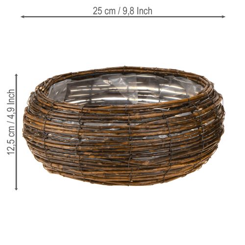 Article Panier à plantes rond avec panier en osier marron Ø32/23cm lot de 2
