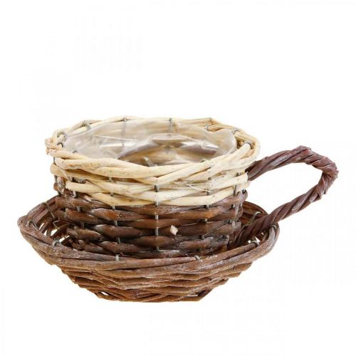 Panier à plantes tressé, coupe à plantes avec soucoupe Ø12cm