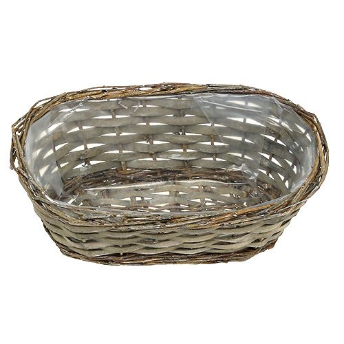 Floristik24 Panier de plantation ovale gris 25cm x 15cm x 10cm 1p