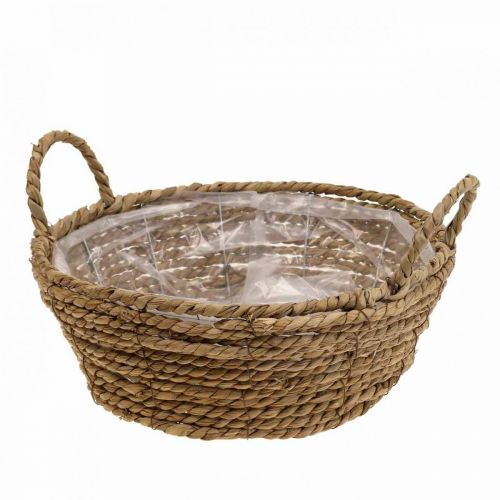 Floristik24 Panier à plantes rond en jonc de mer avec anses panier décoratif Ø25cm H9cm