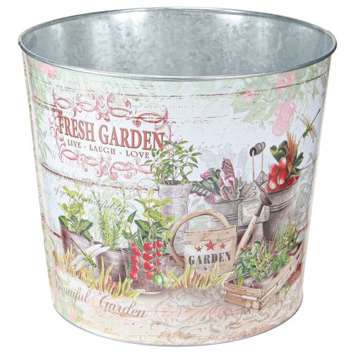 Floristik24 Pot de fleurs rond en métal Fresh Garden H21cm