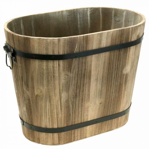 Floristik24 Jardinière ovale en bois avec poignées style country 40 × 25 × 30cm