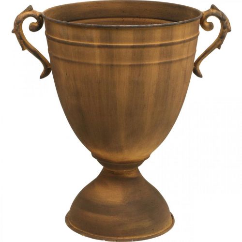 Jardinière coupe vase aspect rouille métal Ø22.5cm H32.5cm