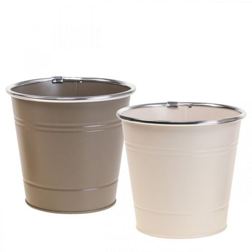 Jardinière cache-pot métal Ø13.5cm H12.5cm 2pcs