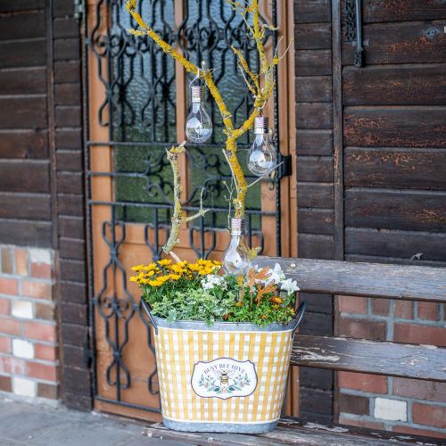 Article Cache-pot ovale abeille damier décoration d'été jardinière 38×24×29cm