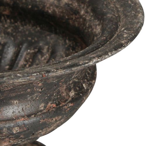Article Coupe Plante Calice Aspect Antique Noir Marron Ø20cm H15cm
