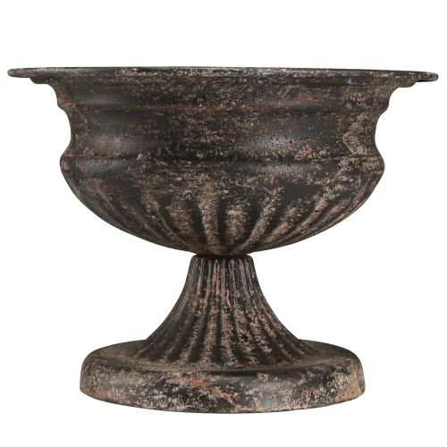 Article Coupe Plante Calice Aspect Antique Noir Marron Ø20cm H15cm
