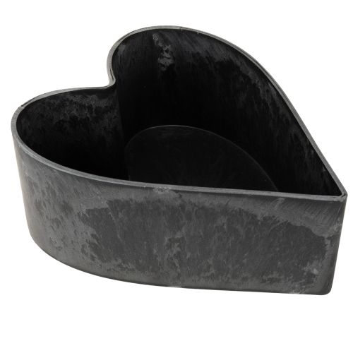 Floristik24 Jardinière décorative en forme de cœur en plastique anthracite 13×16×6,5 cm