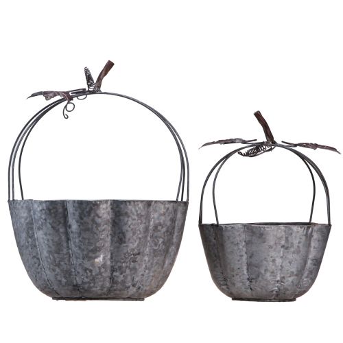 Article Bol à plantes métal citrouille pot décoratif zinc Ø21/30cm lot de 2 pièces