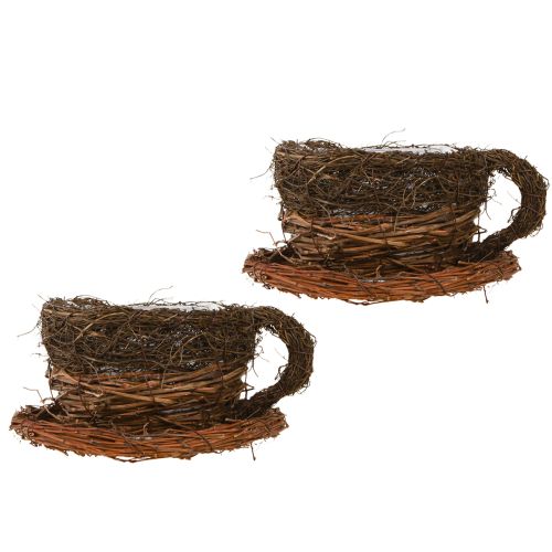 Article Bol à plantes en paille vignes marron naturel Ø20cm 2pcs