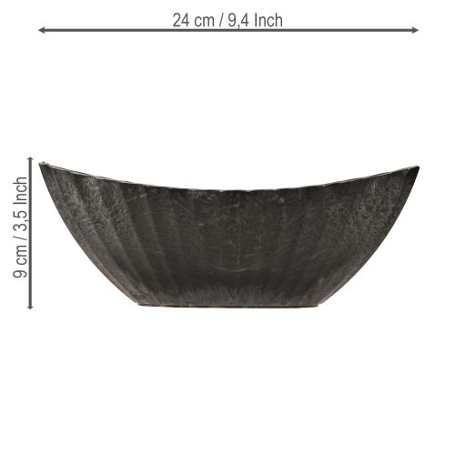 Article Jardinière avec rainures, bateau de plantation, anthracite, 24 cm